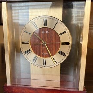 Seiko Gold and Brown Classic Wall Clock with Roman Numerals